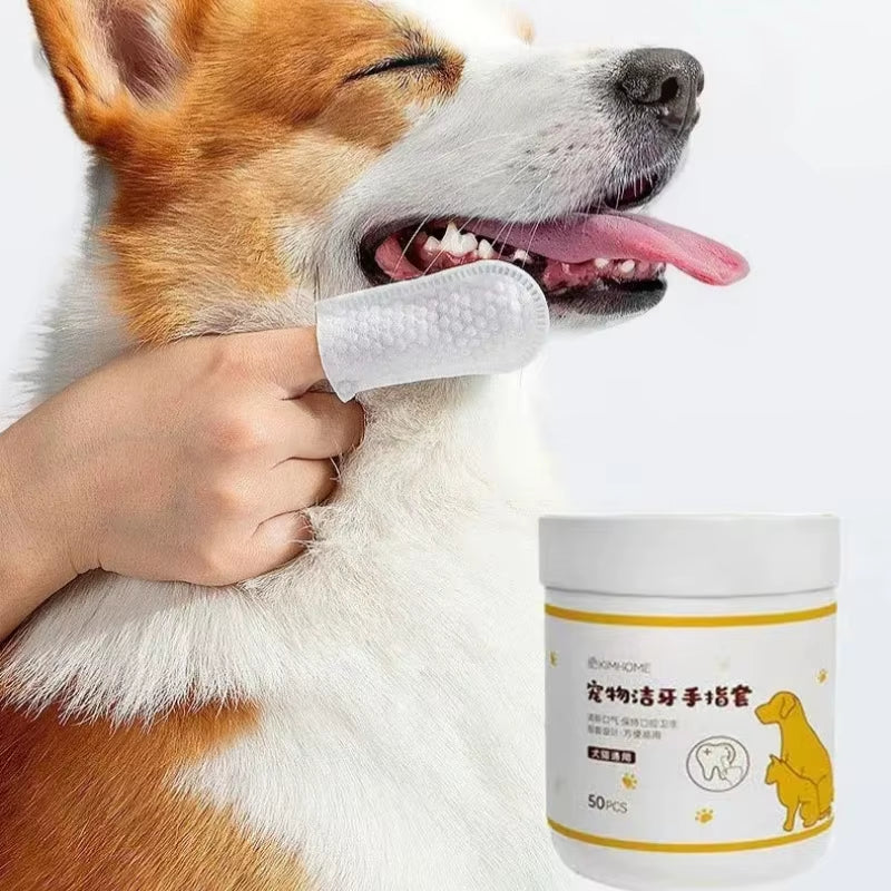 Pet Disposable Cleaning Wipes Dog Teeth Cleaning Finger Wipes Cat Ear and Eye Beauty Wipes Cat Hygiene and Beauty Products 50Pcs