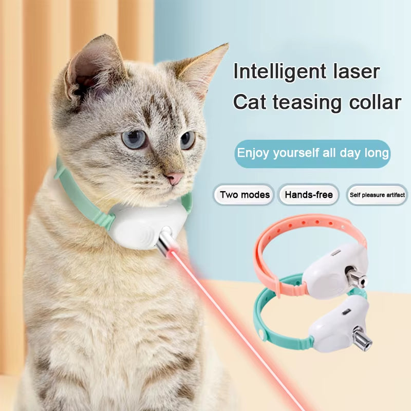 Laser Cat Collar Teasing Cat Electric USB Charging Kitten Automatic Cats Toy Smart Laser Teasing Cat Interactive Toy Hi Cat Toy